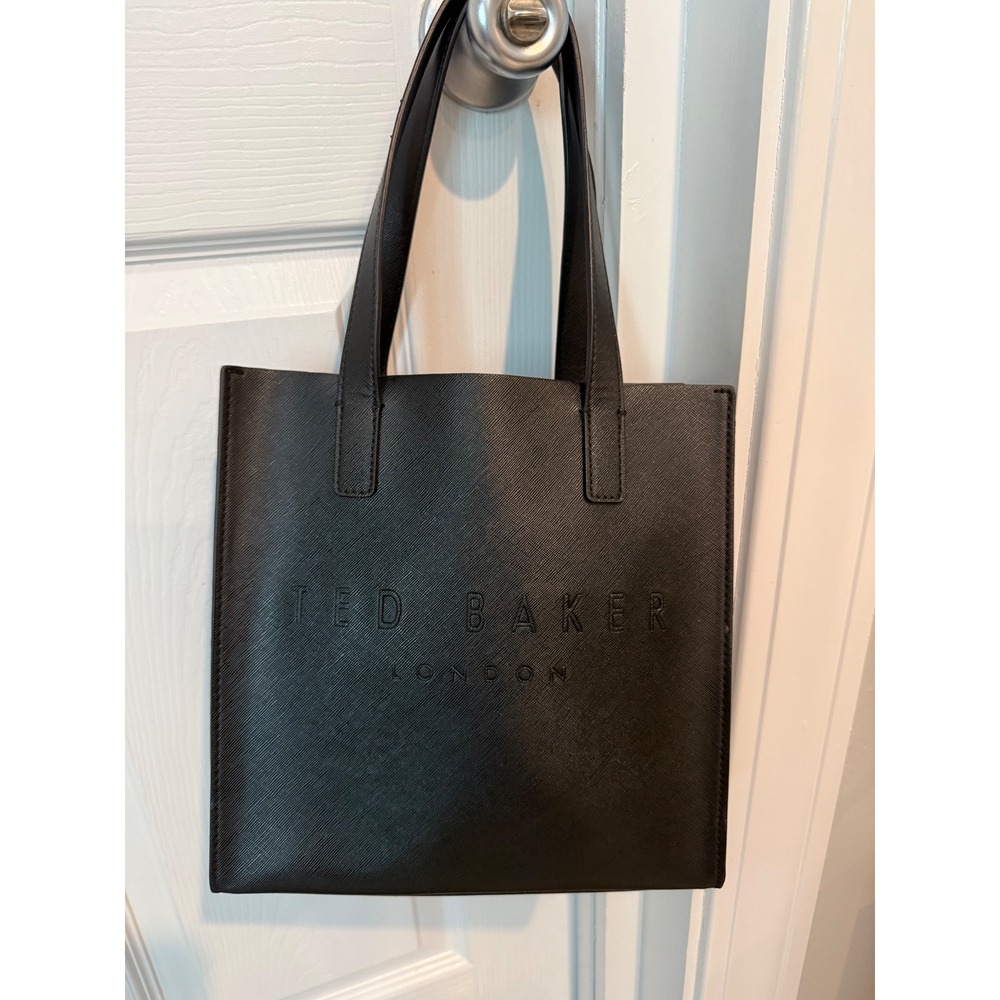 Ted Baker London Black Icon Small Tote‎ Bag Saffiano Textured Shopper Handbag
